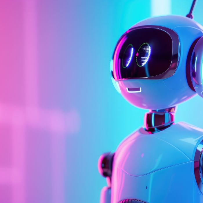 Advanced healthcare technology with AI robot medic Medical equipment on colorful backdrop Text space included