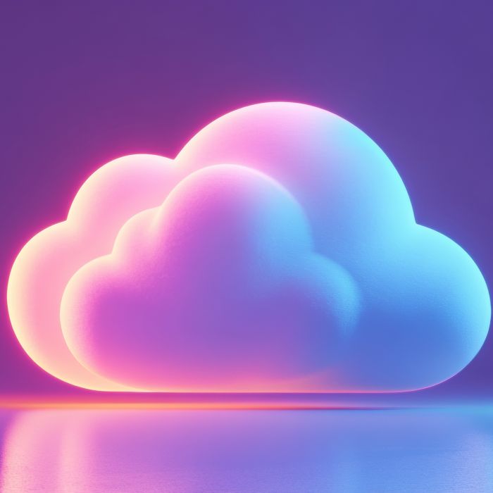 A large, colorful cloud with a purple and blue hue