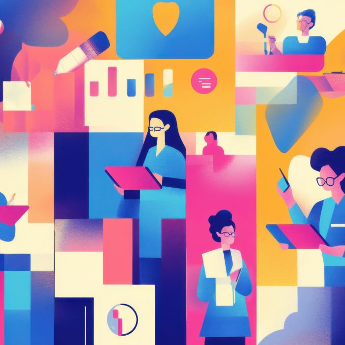 Medical technology vector, illustrating healthcare professionals using digital tablets and devices, colorful design